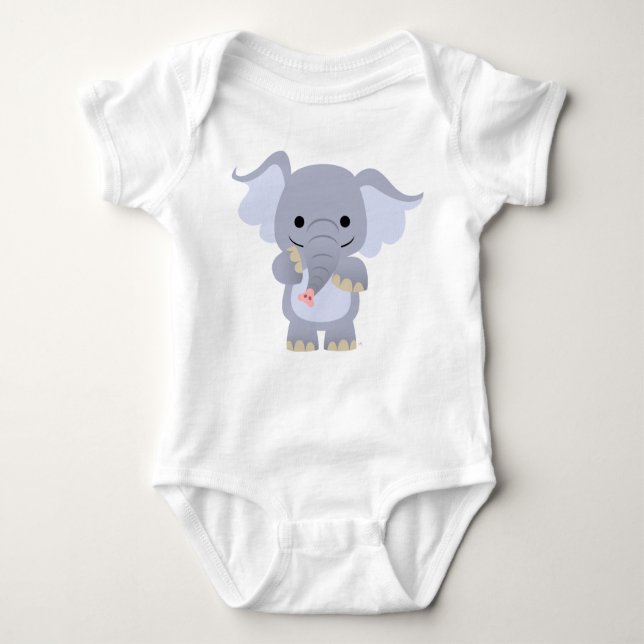 Glückliches Cartoon-Elefant-Baby-Kleid Baby Strampler (Vorderseite)
