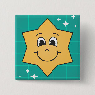 Glückliches Cartoon-Star-Gesicht lächelt, Weihnach Button