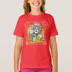 Glückliches Cat Jerry mit Gold Sycees T-Shirt