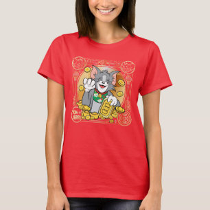 Glückliches Cat Jerry mit Gold Sycees T-Shirt