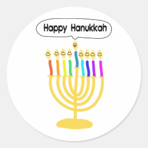 Glückliches Channukah Menora/Chanukia Runder Aufkleber