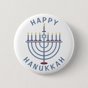 Glückliches Chanukka Menorah Button