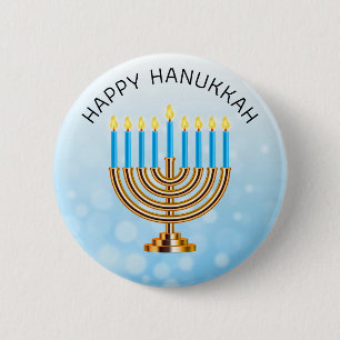 Glückliches Chanukka Menorah Button