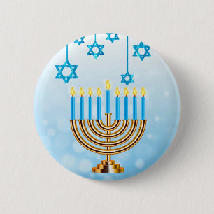 Glückliches Chanukka Menorah Button