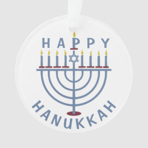 Glückliches Chanukka Menorah Ornament