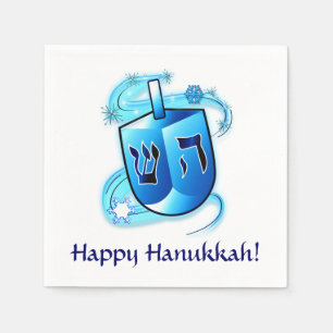 Glückliches Chanukka mit dem Spinnen von Dreidel Serviette