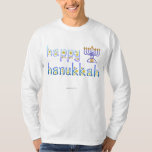Glückliches Chanukka T-Shirt<br><div class="desc">Twinkly Sterne heben den erstaunlichen Power des Lichtes… hervor Wählen Sie eine andere Hintergrundfarbe, wenn Sie mögen. Und glückliches Chanukka!</div>