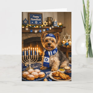 Glückliches Chanukka Yorkie-Karte – Adorable jüdis Karte