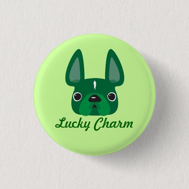 Glückliches Charme Frenchie Button (Vorderseite)