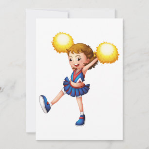 Glückliches Cheerleader Mädchen Goldene Pom Poms Einladung