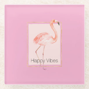 Glückliches Chic Rosa Flamingo Glasuntersetzer