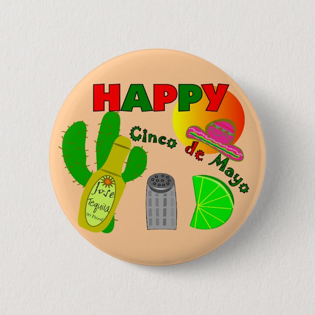 "Glückliches Cinco De Mayo" Limoner, Tequila-u. Button (Vorderseite)