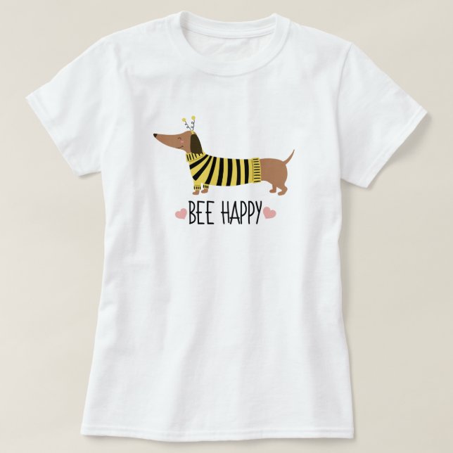 Glückliches Dachshund Hummel T-Shirt (Design vorne)