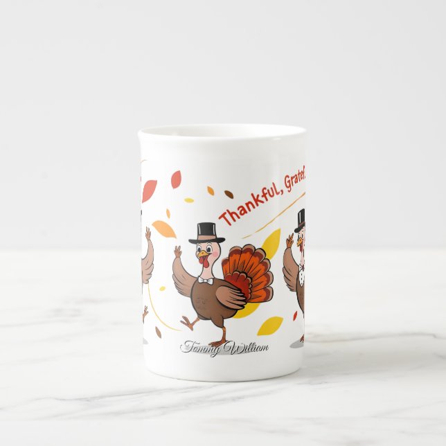 Glückliches Dankeschön mit Danksagungen Prozellantasse (Vorderseite)