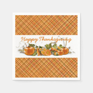 Glückliches Dankeschön Orange Kariert Napkins Serviette