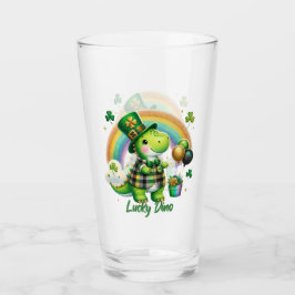 Glückliches Dino St. Patrick’s Day Trinkglas Glas