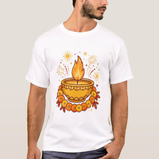 Glückliches Diwali-Diya-Tagetes-T-Shirt T-Shirt