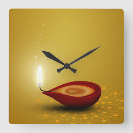Glückliches Diwali Diya - Wanduhr