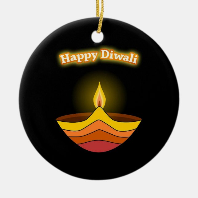 Glückliches Diwali Keramik Ornament (Vorne)
