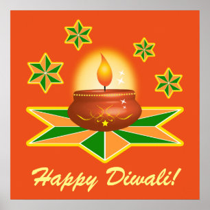 Glückliches Diwali mit Laterne Poster