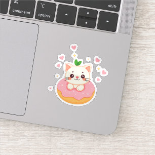 Glückliches Donut-Kätzchen Aufkleber