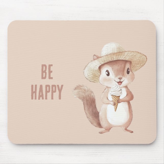 Glückliches Eichhörnchen Eistüte Mousepad (Vorne)