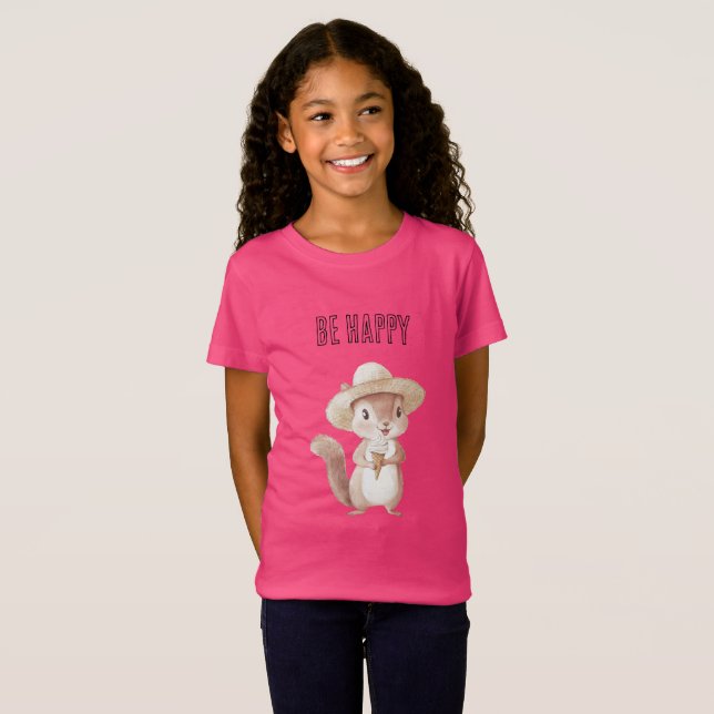 Glückliches Eichhörnchen Eiswaffel T-Shirt (Vorne ganz)