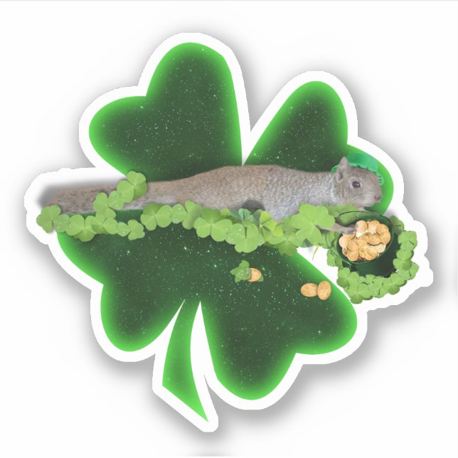 Glückliches Eichhörnchen St. Patrick's Day Aufkleber (Vorderseite)