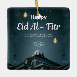 Glückliches Eid al-Fitr-Moschee-Laternen-Nacht-Kun Keramikornament