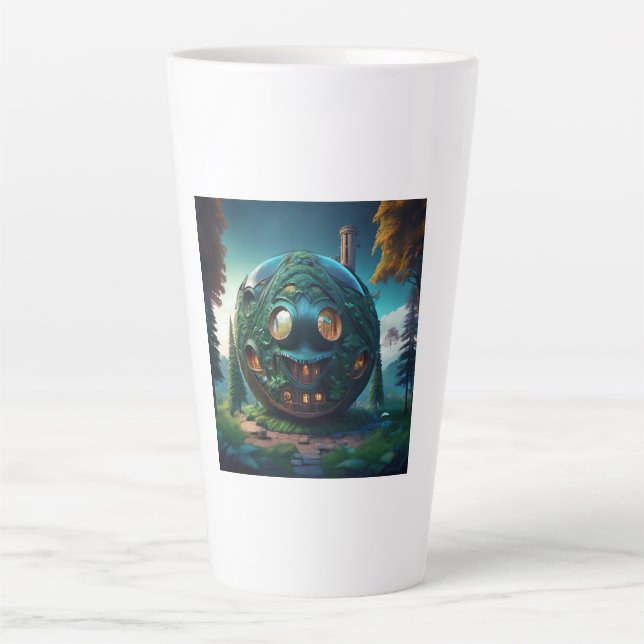 Glückliches Emoji-Haus Milchtasse (Vorderseite)