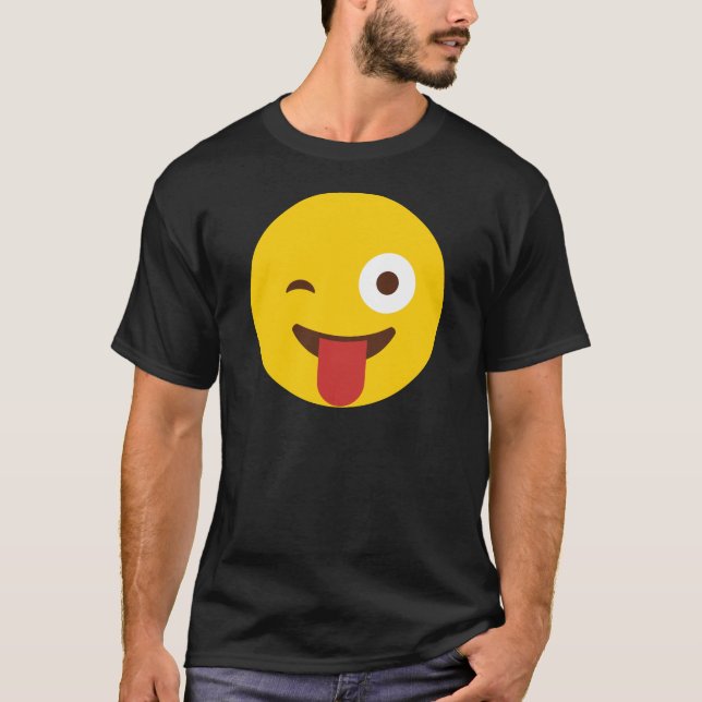 Glückliches Emoji mit der Zunge heraus T-Shirt (Vorderseite)