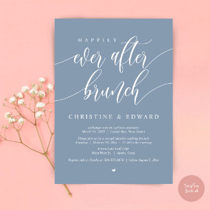 Glückliches Ende - Elopement-Brunch, Staubblau Einladung
