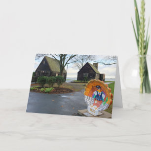 Glückliches Erntedankfest aus Plymouth, Massachuse Feiertagskarte