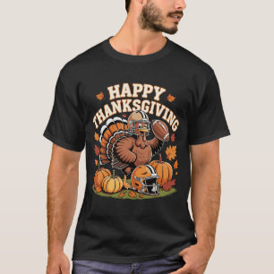 Glückliches Erntedankfest Fußball Truthahn T-Shirt