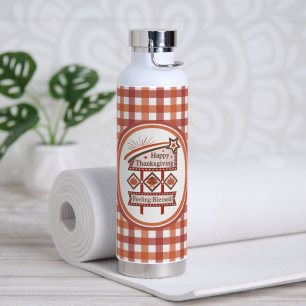 Glückliches Erntedankfest Gesegnet Retro Schild Trinkflasche