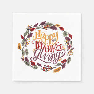 glückliches Erntedankfest Herbst Herbstleaves Wrea Serviette