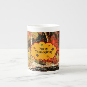 "Glückliches Erntedankfest", Herbstfarben, Prozellantasse