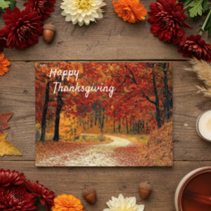 Glückliches Erntedankfest Herbstlandschaftsszene Postkarte
