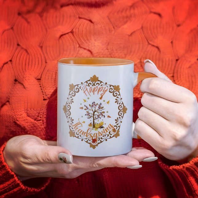 Glückliches Erntedankfest und hallo Herbstorange T Tasse (Von Creator hochgeladen)