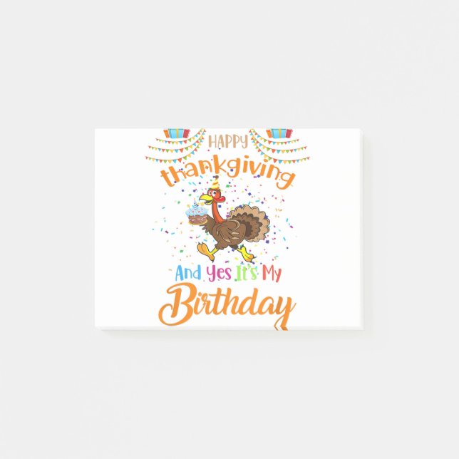 Glückliches Erntedankfest und ja es ist mein Gebur Post-it Klebezettel (Vorderseite)