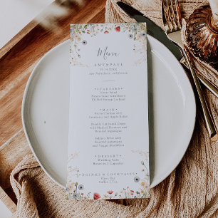 Glückliches farbenfrohes Boho-Wildblumen-Dinner-Me Menükarte