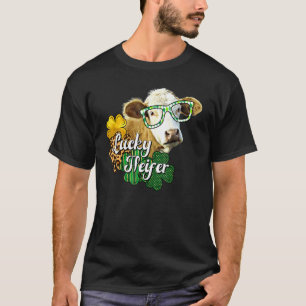 Glückliches Färsen-Spaß-Kuh-Leopard-Kleeblatt-Iris T-Shirt