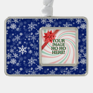 Glückliches Feiertags-Schneeflocke-Muster für Rahmen-Ornament Silber