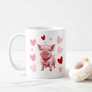 Glückliches Ferkel mit Herzen, Schweine Liebhaber Kaffeetasse