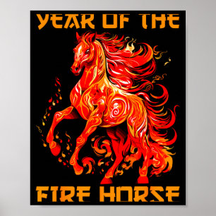 glückliches Feuer ja Mondjahr neues Pferd chinesis Poster
