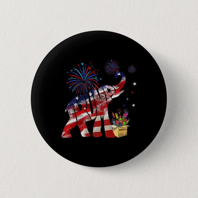 Glückliches Feuerwerk Republikanischer Elefant Ame Button (Vorderseite)