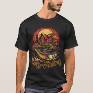 Glückliches Fischen bei Big HUT T-Shirt