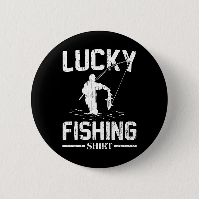 Glückliches Fischen Lustige Fischer Fisch Grafik  Button (Vorderseite)