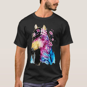 Glückliches Florales Pferd Wasserfarbe Retro-Farm- T-Shirt