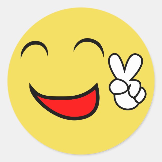 Glückliches Friedensgesicht Runder Aufkleber (Vorderseite)